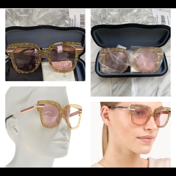 UNISEX GUCCI GOLD SPARKLY GLITTER BLING SUNGLASSES main image 16